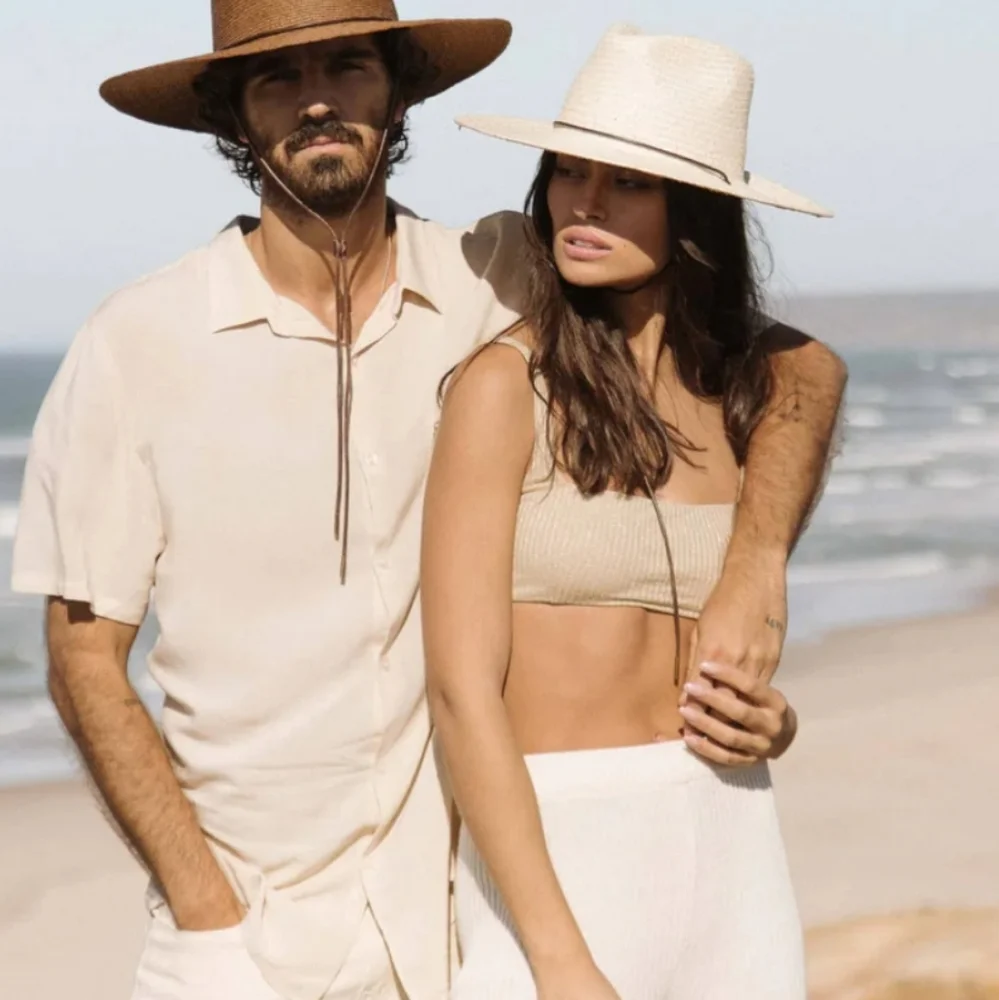 NWT WILL + BEAR AUSTRALIAN Rider Bone White Palm Straw Hat Unisex Medium